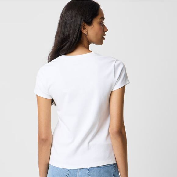 J.Crew Essential Short-Sleeve Crewneck Tee WMNS XS White Pullover Stretch Cotton - Picture 2 of 8